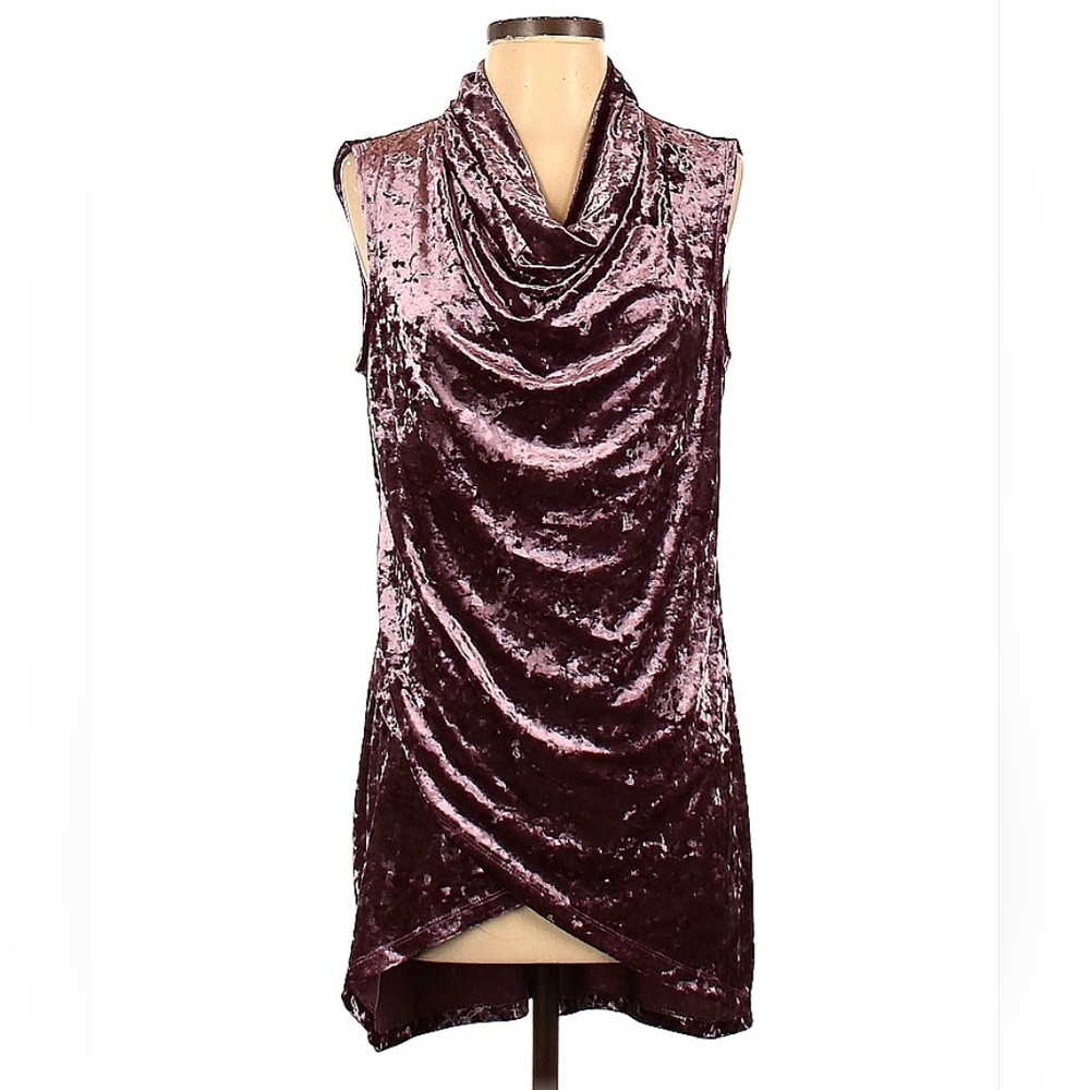 The LBD Collection, Medium, Purple Crushed Velvet Blouse Tunic
